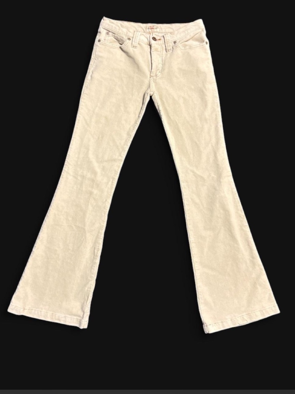Frankie B. Cream Flare Wide-Leg Jeans